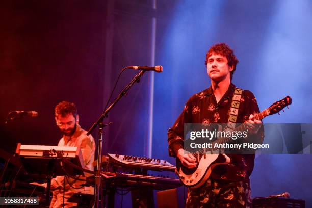 Andrew VanWyngarden and Ben Goldwasser of MGMT performs on stage at the 94/7 Electric Picnic at Hillsboro Stadium in Hillsboro, Oregon on 3rd...