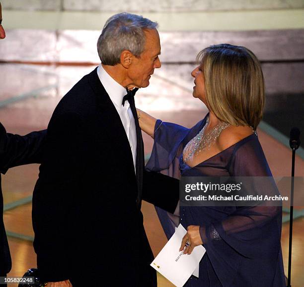 Clint Eastwood, winner Best Picture for "Million Dollar Baby", with Barbra Streisand, presenter