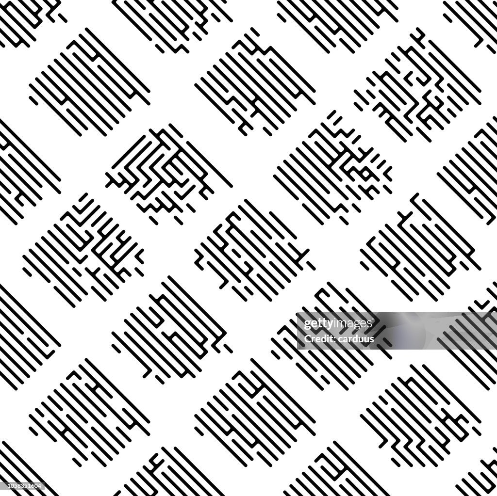 Seamless black and white hieroglyph pattern
