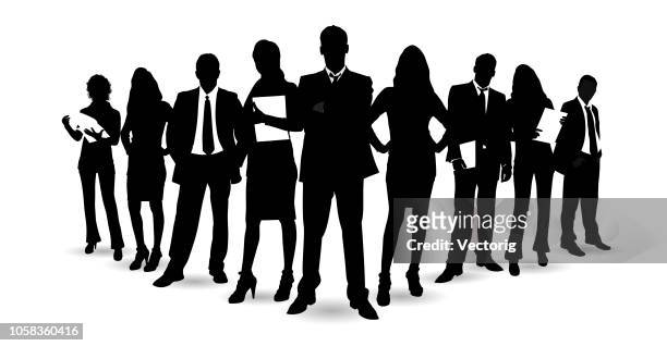 detailed business people - in silhouette stock illustrations