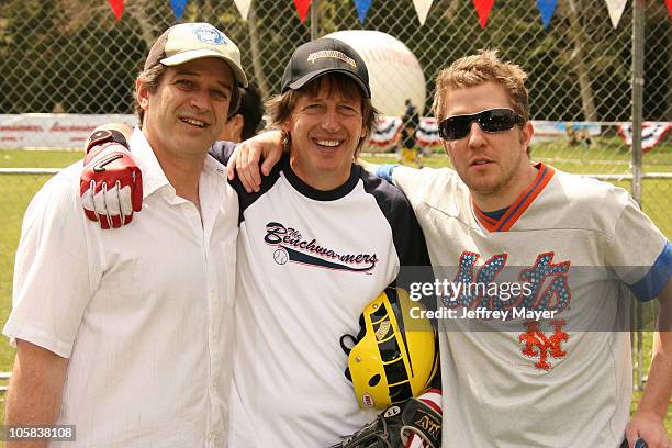 Allen Covert, Dennis Dugan and Nick Swardson during "The Benchwarmers" Los Angeles Premiere - Arrivals and Baseball Game at Sunset Canyon Recreation...