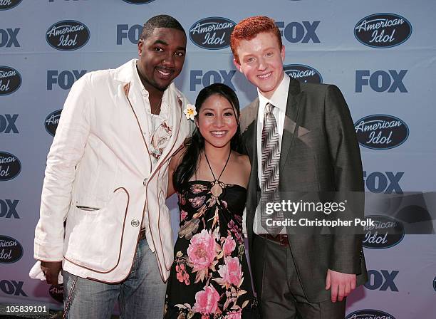 George Huff, Jasmine Trias and John Stevens during "American Idol" Season 4 - Finale - Arrivals at The Kodak Theatre in Hollywood, California, United...