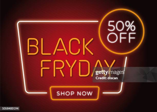 illustrazioni stock, clip art, cartoni animati e icone di tendenza di design black friday in stile neon alla moda per pubblicità, striscioni, volantini e volantini. - illustrazione - venerdì