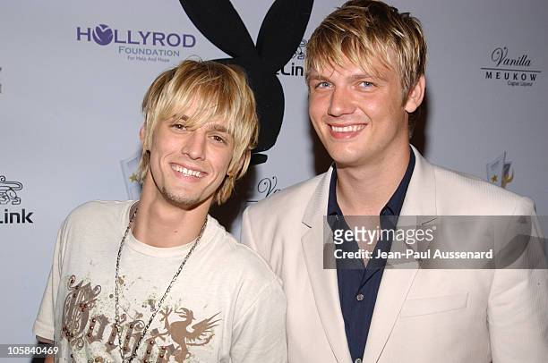 Aaron Carter and Nick Carter during Celebrity Locker Room Presents An All Star Night at The Mansion at The Playboy Mansion in Los Angeles,...