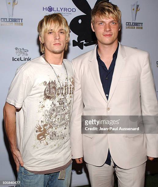 Aaron Carter and Nick Carter during Celebrity Locker Room Presents An All Star Night at The Mansion at The Playboy Mansion in Los Angeles,...