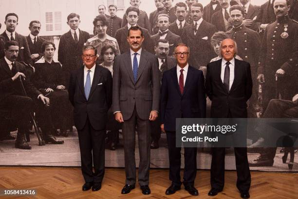 King Felipe VI of Spain attends 'Cartas al Rey. La Mediacion Humanitaria de Alfonso XIII en la Gran Guerra' exhibition at the Royal Palace on...