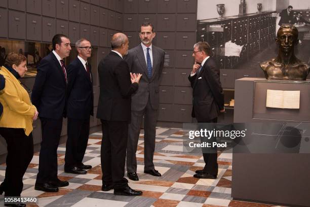 King Felipe VI of Spain attends 'Cartas al Rey. La Mediacion Humanitaria de Alfonso XIII en la Gran Guerra' exhibition at the Royal Palace on...