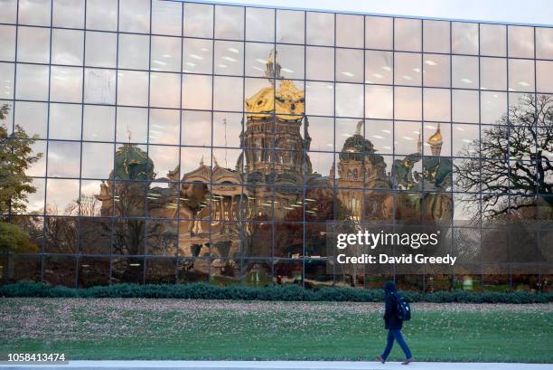 The State Capital of Iowa is reflected by the Henry A Wallace Building on November 6, 2018 in Des Moines, Iowa. Democratic challenger Fred Hubbell...