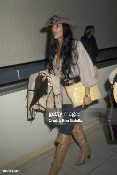 Cher during Cher Returns to Los Angeles from Her Cleveland Tour - April 5, 1977 at Los Angeles International Airport in Los Angeles, California,...