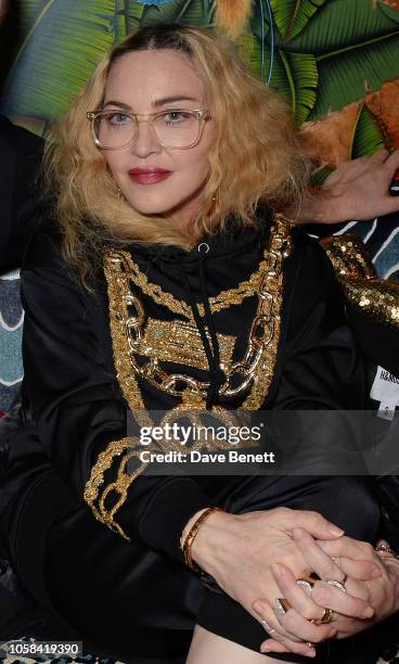 Madonna attends the Moschino [TV] H&M London Launch Party hosted by Jeremy Scott at Annabels on November 6, 2018 in London, England.