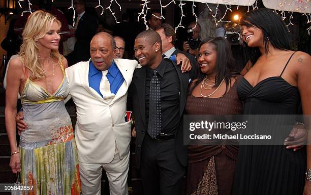 Kimberly Hefner, Quincy Jones, Usher, Usher's mother Janetta Patton and Usher's girlfriend Eishia Brightwell