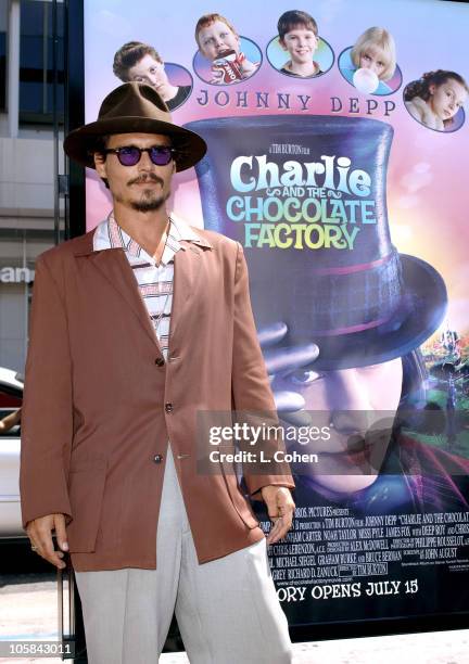 Johnny Depp during "Charlie and the Chocolate Factory" Los Angeles Premiere - Chocolate Carpet at Grauman's Chinese Theatre in Hollywood, California,...