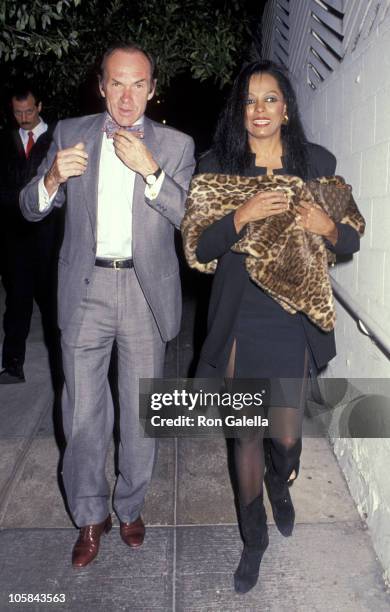 Diana Ross and Arne Naess during Arne Naess and Diana Ross Sighting at Spago - December 7, 1990 at Spagos Restaurant in Hollywood, California, United...