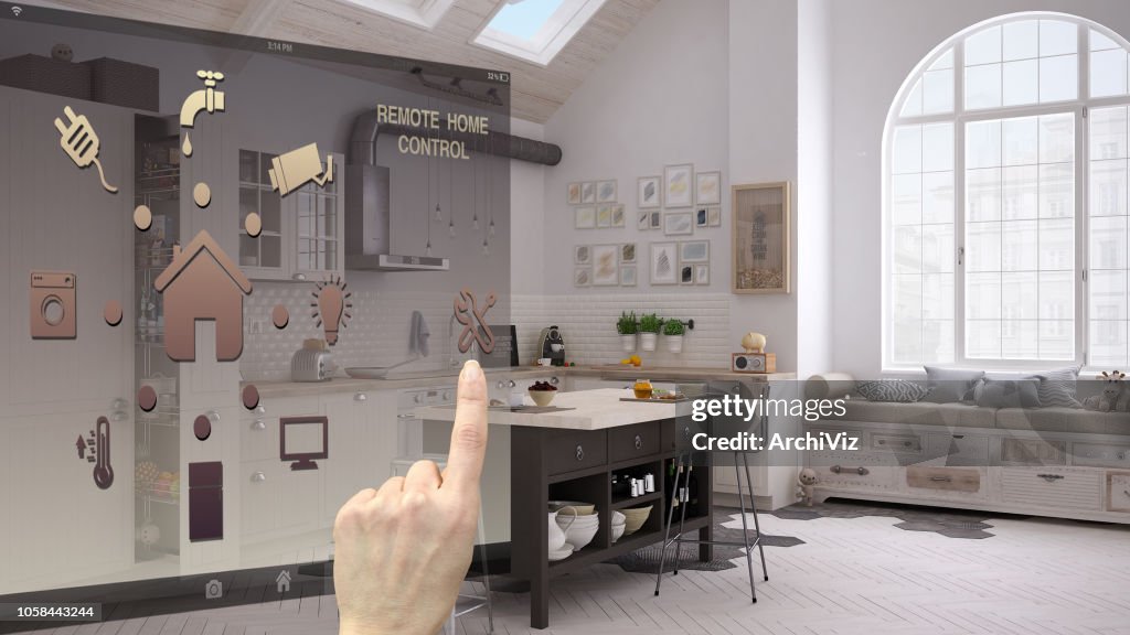 Smart Home Control Concept Hand Controlling Digital Interface From ...