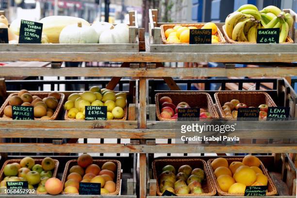 fresh fruits on market stall - food stall bildbanksfoton och bilder