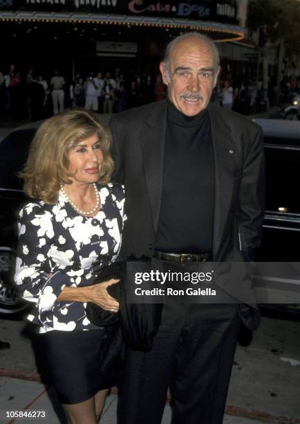 Sean Connery and Wife Micheline Roquebrune during Dragonheart Premiere at Mann Village Theatre in Westwood, California, United States.