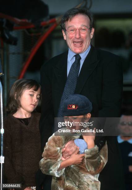 Robin Williams, Zelda Williams and Cody Williams during Robin Williams Footprint Ceremony at Mann's Chinese Theatre in Hollywood, California, United...