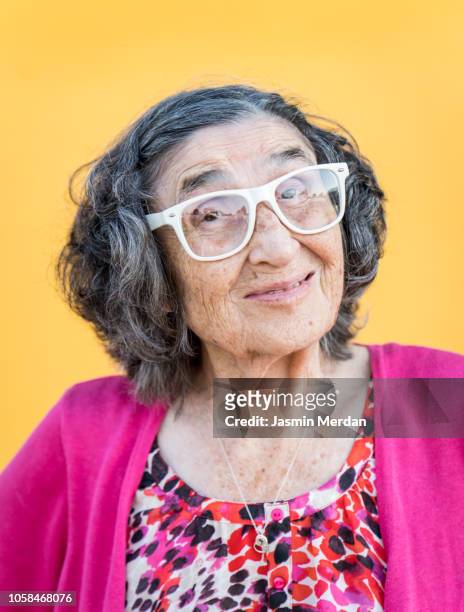 Cool elder lady with glasses