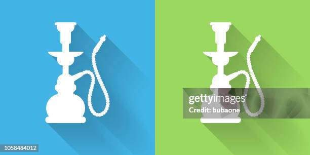 shisha-symbol mit langen schatten - hookah stock-grafiken, -clipart, -cartoons und -symbole