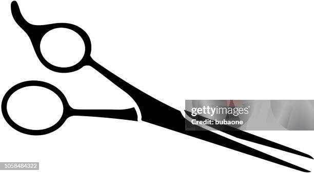 professional hair scissors icon with long shadow - haircutting scissors stock illustrations