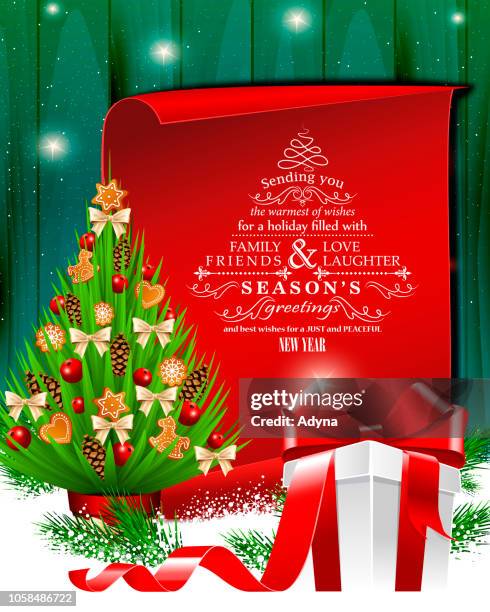 christmas tree - table with blurry background stock illustrations