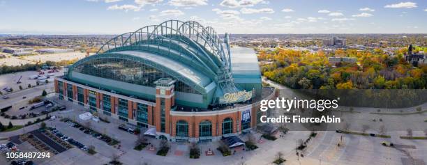 miller park milwaukee - panoramic view - milwaukee fall stock pictures, royalty-free photos & images