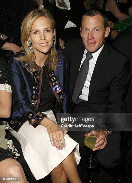 Tory Burch and Lance Armstrong during Giorgio Armani Prive in L.A. - Front Row at Green Acres in Los Angeles, California, United States.