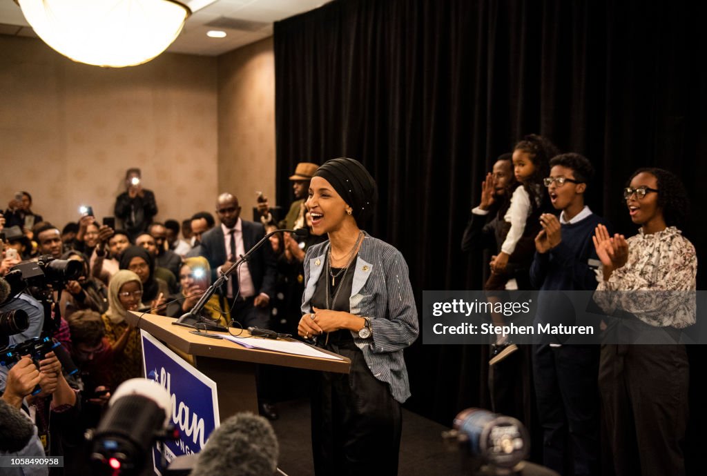 Minnesota Congressional Candidate Ilhan Omar Attends Election Night Event In Minneapolis