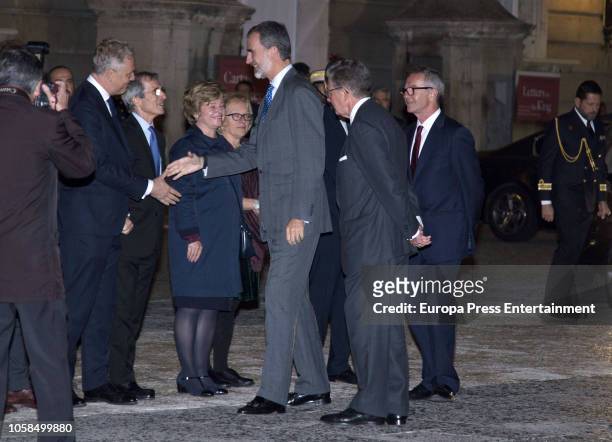 King Felipe VI of Spain and Jose Guirao attend 'Cartas al Rey. La Mediacion Humanitaria de Alfonso XIII en la Gran Guerra' exhibition at the Royal...