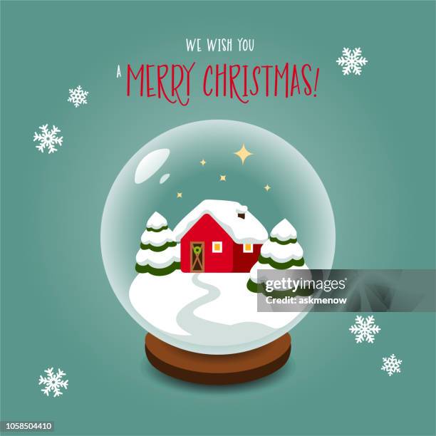 weihnachten-schneekugel - snow globe stock-grafiken, -clipart, -cartoons und -symbole