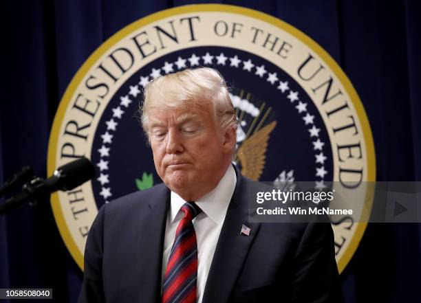 President Donald Trump concludes his remarks at the White House State Leadership Day Conference for Alaska, California, and Hawaii local officials...