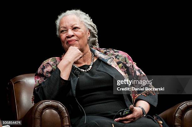 Toni Morrison attends the Carl Sandburg literary awards dinner at the University of Illinois at Chicago Forum on October 20, 2010 in Chicago,...