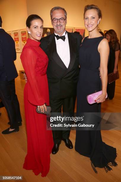 Cristiana Vigano, Carlo Traglio and Kinga Lampert attend VHERNIER 20 Years Of Calla Dinner In Support Of BCRF at Sotheby's on October 17, 2018 in New...