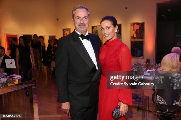 Carlo Traglio and Cristiana Vigano attend VHERNIER 20 Years Of Calla Dinner In Support Of BCRF at Sotheby's on October 17, 2018 in New York City.