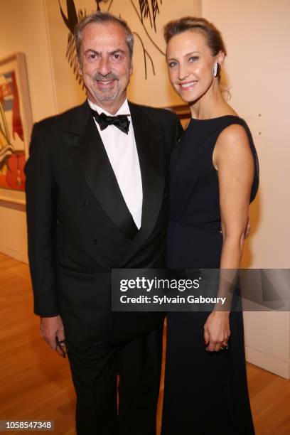 Carlo Traglio and Kinga Lampert attend VHERNIER 20 Years Of Calla Dinner In Support Of BCRF at Sotheby's on October 17, 2018 in New York City.