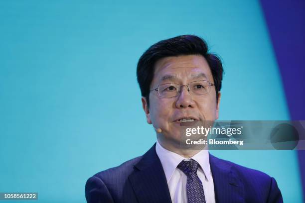 Kai-Fu Lee, chairman and chief executive officer of Sinovation Ventures, speaks at the Bloomberg New Economy Forum in Singapore, on Wednesday, Nov....