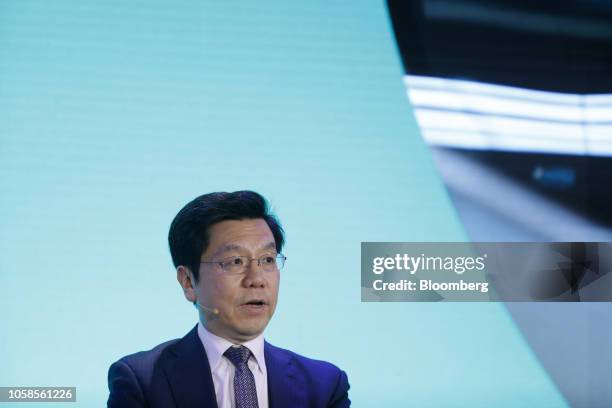 Kai-Fu Lee, chairman and chief executive officer of Sinovation Ventures, speaks at the Bloomberg New Economy Forum in Singapore, on Wednesday, Nov....