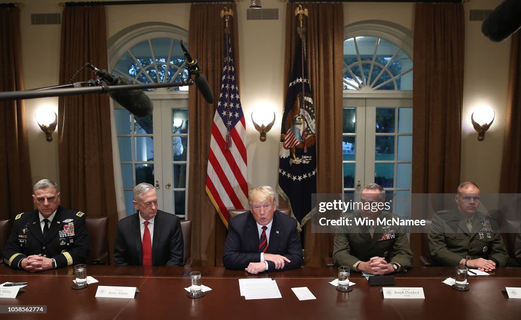 President Trump Receives A Briefing From Senior Military Leaders At White House