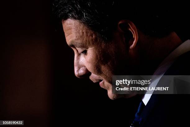 French government spokesperson Benjamin Griveaux delivers a speech and answers questions from the press after a cabinet meeting at the prefecture in...