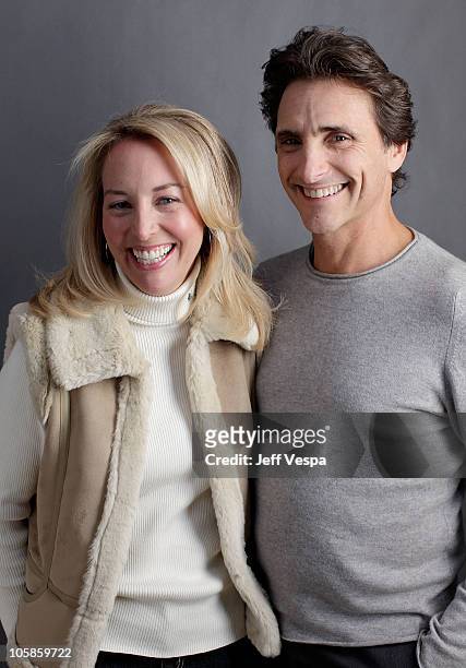 Valerie Plame Wilson and producer Lawrence Bender pose for a portrait during the 2010 Sundance Film Festival held at the WireImage Portrait Studio at...