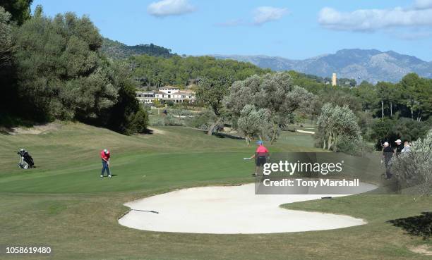 Gary Carter of Five Lakes Hotel Golf and Country Club putts on the 16th green during Day Two of the SkyCaddie PGA Pro-Captain Challenge Grand Final...