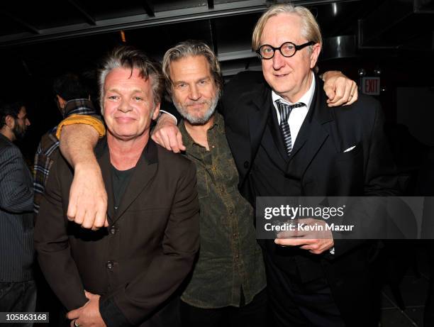 John Mellencamp, Jeff Bridges and T-Bone Burnett attend the after-party for the Speaking Clock Revue hosted by Participant Media at Empire Hotel...