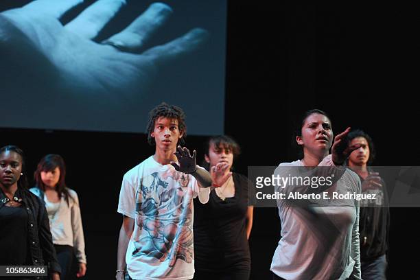 Students perform at a reception at Inner City Arts on October 20, 2010 in Los Angeles, California.