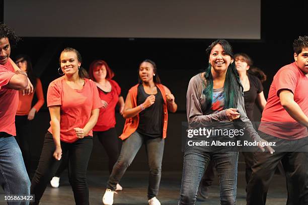 Students perform at a reception at Inner City Arts on October 20, 2010 in Los Angeles, California.