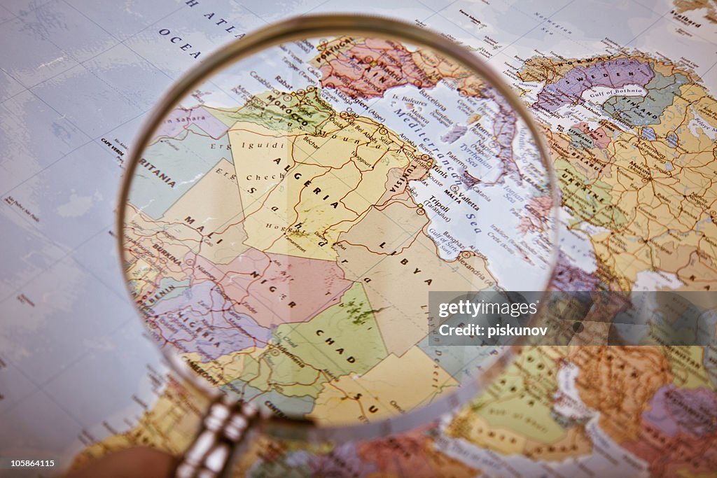 North Africa Map, selective focus