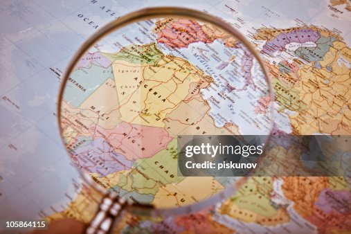 North Africa Map, selective focus North Africa Map, selective focus