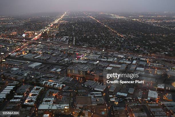 General view of part of downtown on October 20, 2010 in Las Vegas, Nevada. Nevada once had among the lowest unemployment rates in the United States...