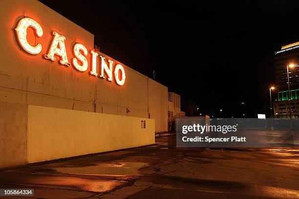 Casino sign is viewed in an empty parking lot on October 20, 2010 in Las Vegas, Nevada. Nevada once had among the lowest unemployment rates in the...