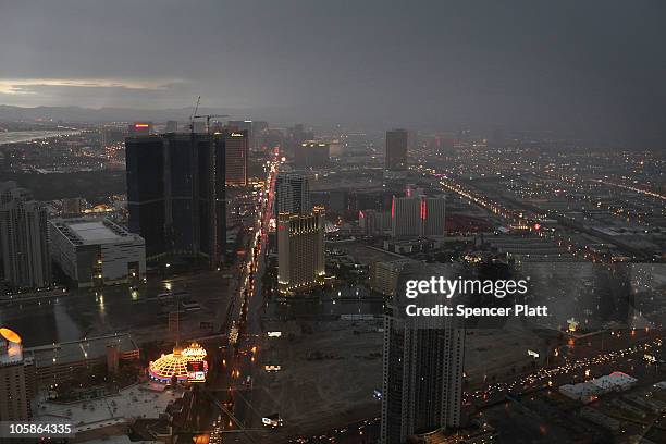 General view of part of downtown, including Las Vegas Boulevard, on October 20, 2010 in Las Vegas, Nevada. Nevada once had among the lowest...