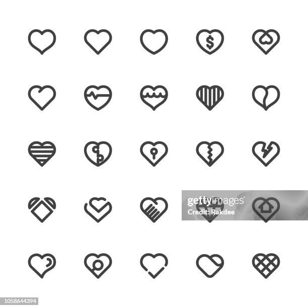 ilustrações, clipart, desenhos animados e ícones de ícones de coração - série de linha em negrito - valentines day home